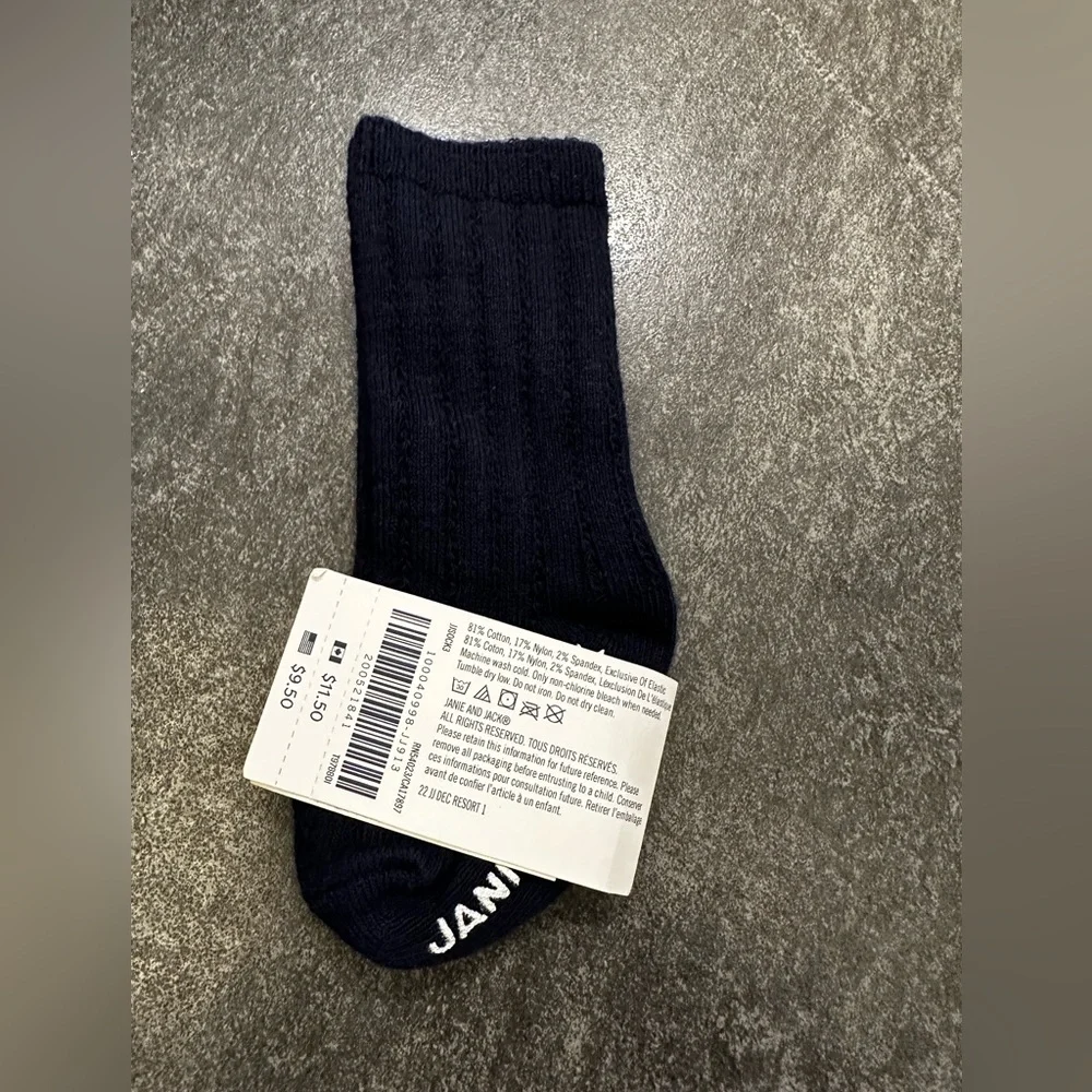 Janie and Jack Baby Navy Ribbed Socks
